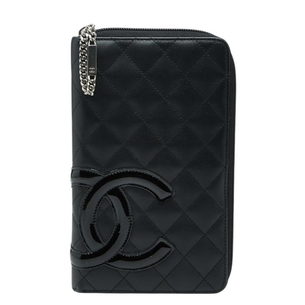 CHANEL Black Leather Logo Wallet